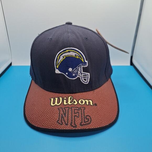Vintage American Needle X Wilson Chargers Strapback Hat Pigskin Leather Wool 90s - Picture 1 of 8